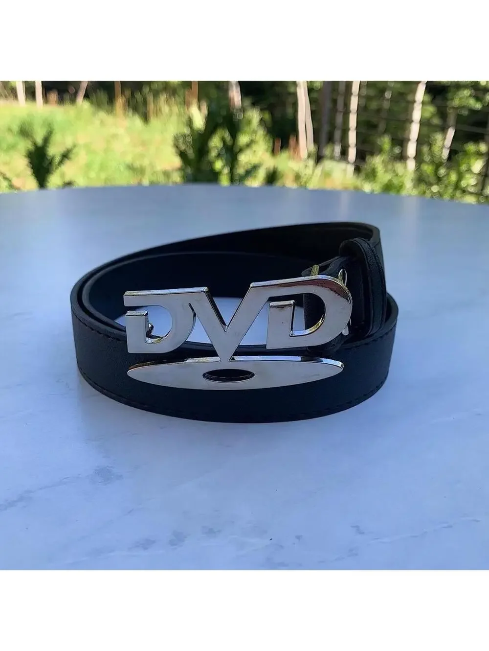 DVD Belt Buckle black leather belt. Very cool unique belt. Y2k style. 39 inches